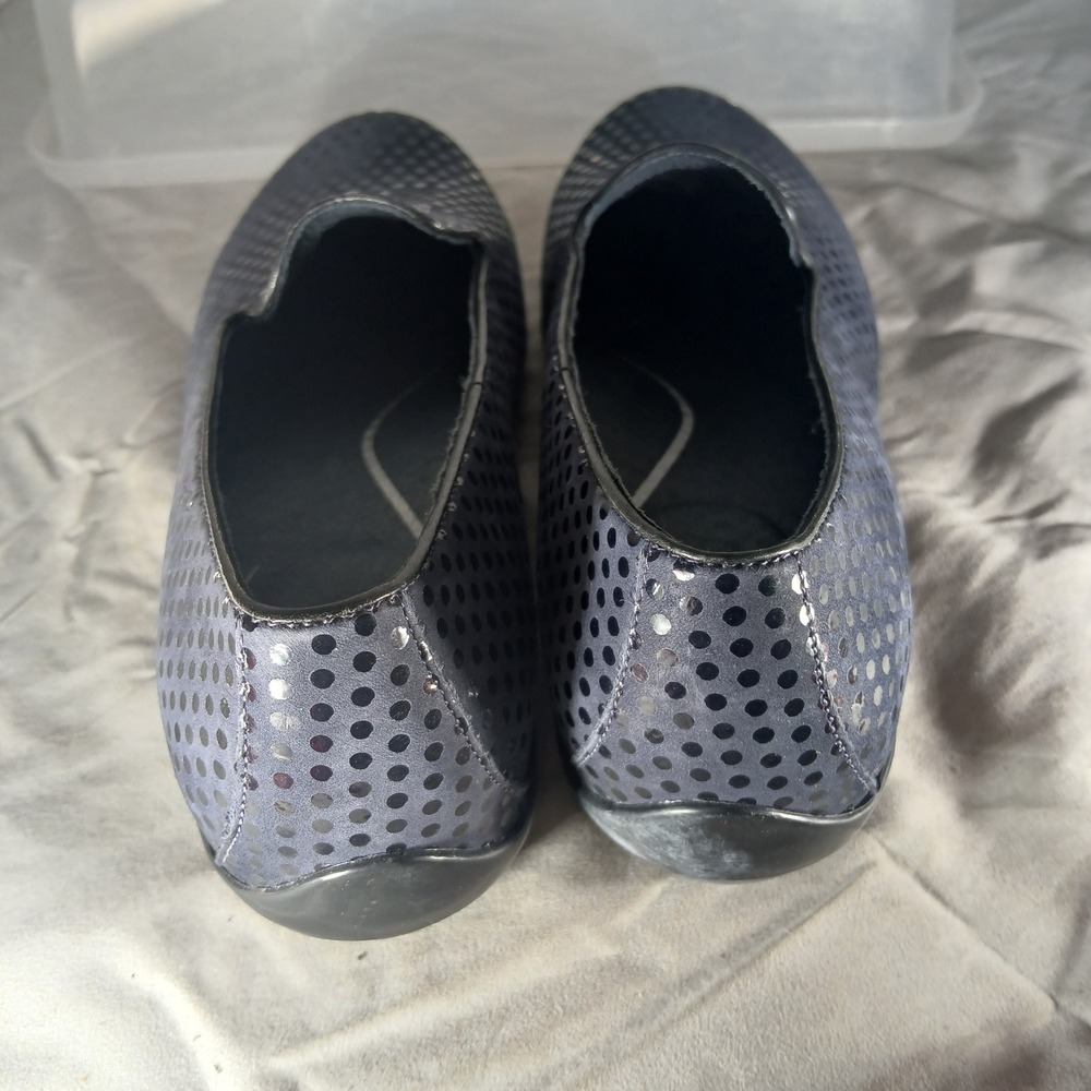 Dansko Ainsley Navy Blue Metallic Polka Dot Leather Loafers Shoes EU 36 US 5.5-6 - Picture 5 of 11